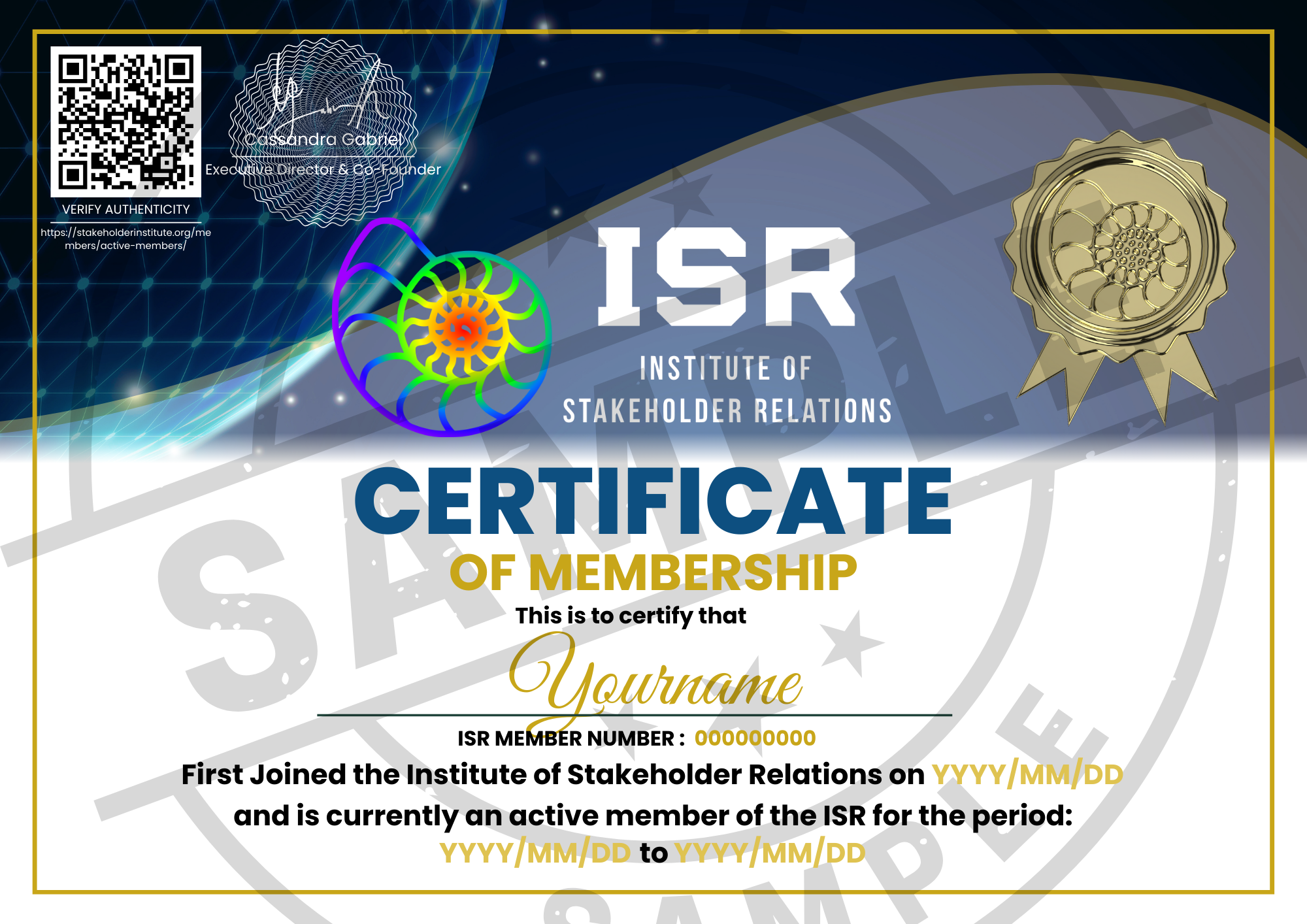 ISR ACTIVE MEMBER Certificate